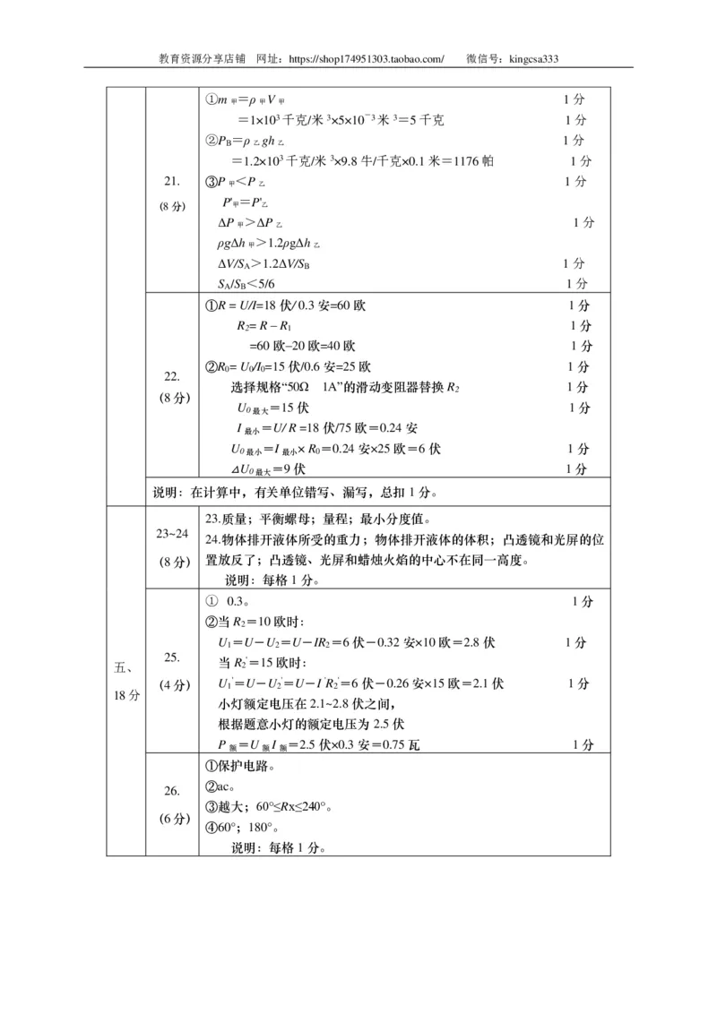 上海市长宁区2015届九年级4月质量调研（二模）物理试题及答案（PDF版）_0122026上海中考一模二模真题试卷_2025-2012年_4.上海中考物理一模二模（14-24）_二模_赠PDF版