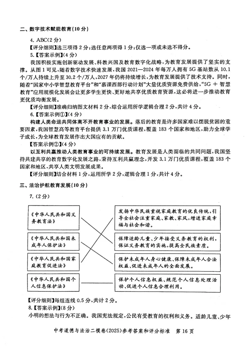 2025上海中考道法二模答案_0122026上海中考一模二模真题试卷_2025-2012年_7.2025年上海二模_道法