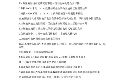 2022上海高考生物试卷(含答案)_0122026上海中考一模二模真题试卷_2026年上海一模_上海1500初中高中试卷_高中_高考真题_6.上海高考生物2023-2014
