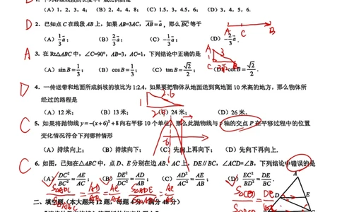 2026上海杨浦初三一模数学真题卷_0122026上海中考一模二模真题试卷_2026年上海一模_上海1500初中高中试卷_杨浦区