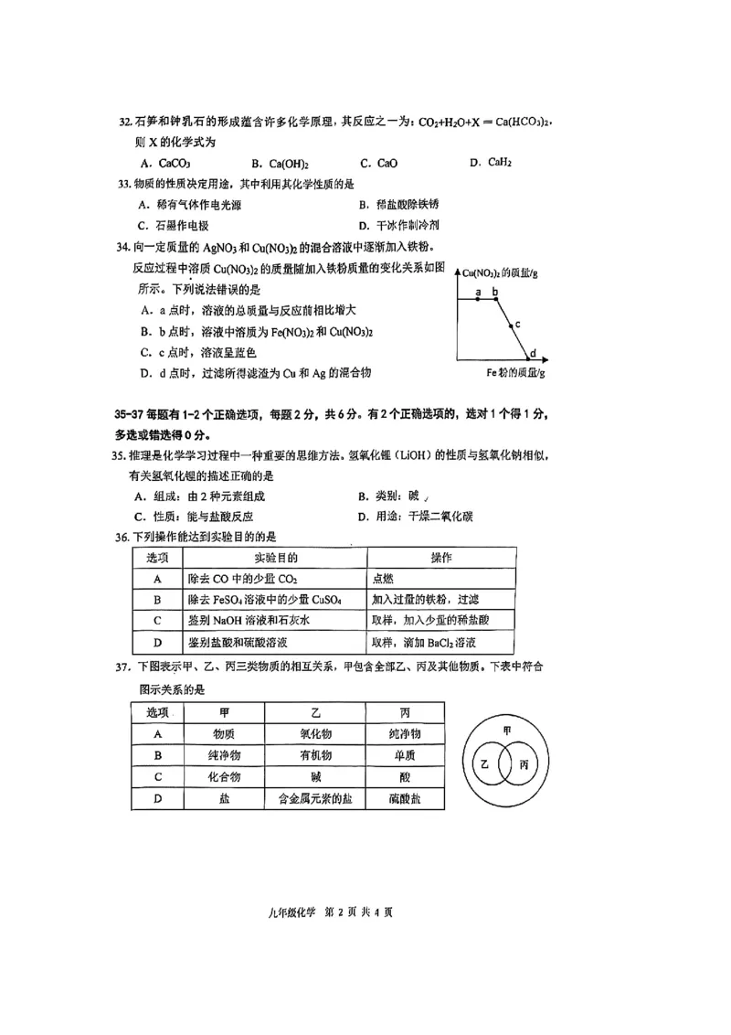 2023年上海市奉贤区中考二模化学试题_0122026上海中考一模二模真题试卷_2025-2012年_5.上海中考化学一模二模（12-24）_二模_2023年上海市中考化学二模试卷（15份）