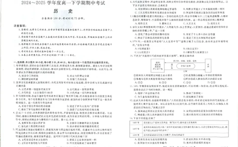 吉林省松原市2024~2025学年度高一下学期期中考试历史（含答题卡、答案）_2025年05月试卷_0530吉林省松原市2024-2025学年高一下学期期中考试