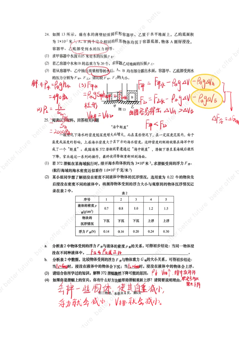 2025杨浦区初三一模物理点评及解析_0122026上海中考一模二模真题试卷_2025-2012年_6.2025年上海一模_分科目整理（试卷及答案）英语听力音频在这里_物理_答案