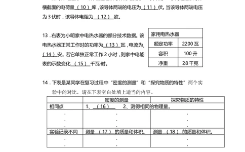 上海市金山区2014届九年级上学期期末(一模）质量调研物理试题及答案（word版）_0122026上海中考一模二模真题试卷_2025-2012年_4.上海中考物理一模二模（14-24）_一模