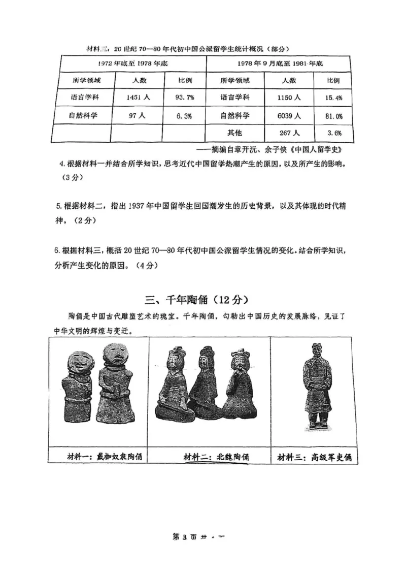 2026上海初三一模闵行历史（原卷）(1)_0122026上海中考一模二模真题试卷_2026年上海一模_上海1500初中高中试卷_闵行区