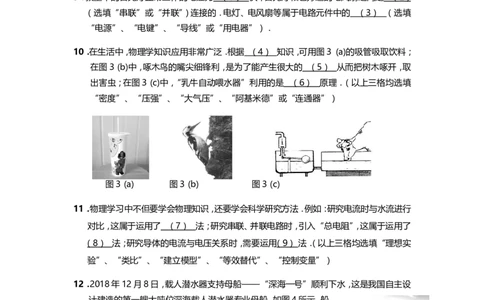 上海市崇明区2019届九年级上学期期末(一模）质量调研物理试题及答案（word版官方答案）_0122026上海中考一模二模真题试卷_2025-2012年_4.上海中考物理一模二模（14-24）_一模