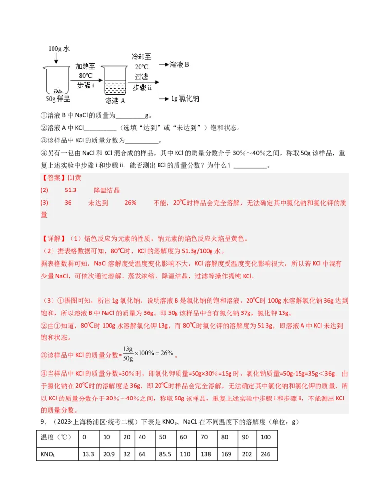 专题05溶液与溶解度曲线（解析版）_0122026上海中考一模二模真题试卷_2025-2012年_5.上海中考化学一模二模（12-24）_二模_2023年上海市中考化学二模试卷（15份）