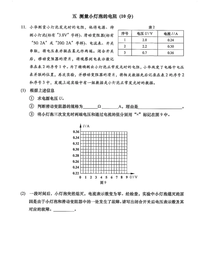 杨浦二模物理试卷_0122026上海中考一模二模真题试卷_2026上海二模更新中1_杨浦