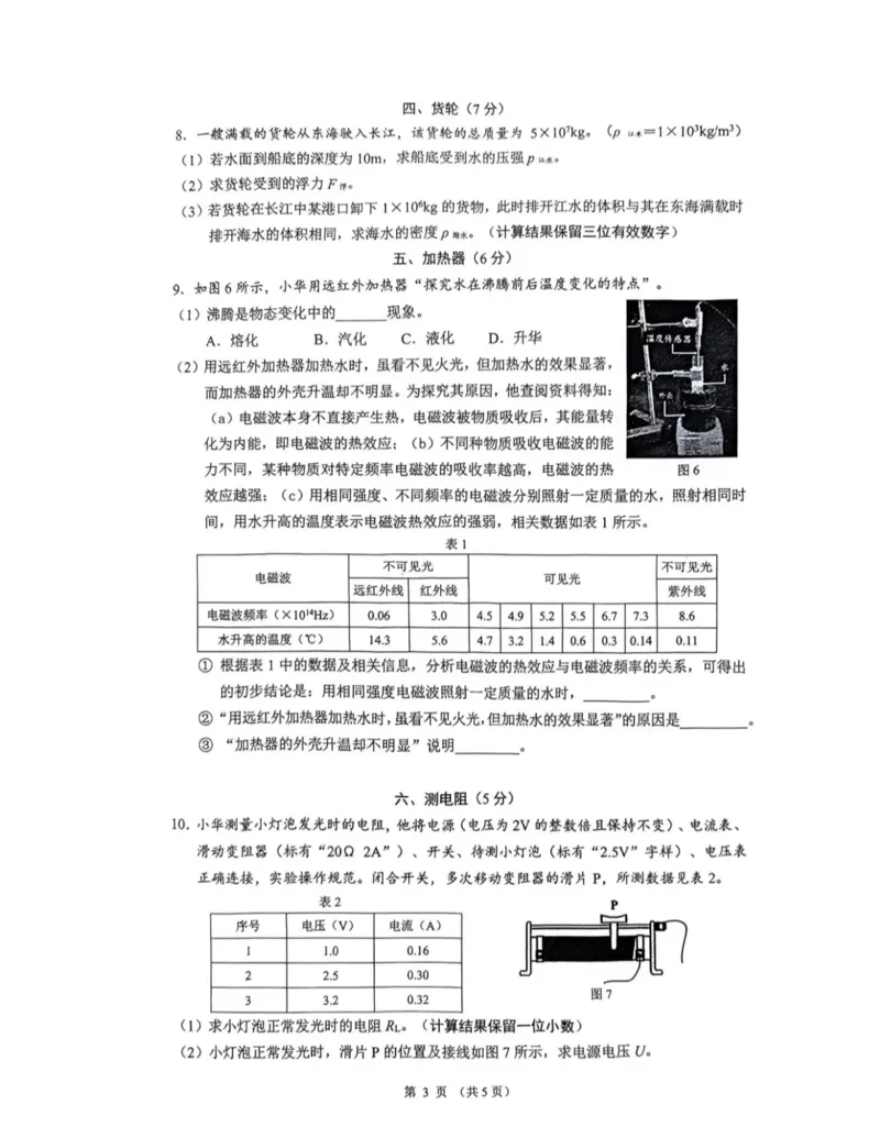 长宁二模物理试卷_0122026上海中考一模二模真题试卷_2026上海二模更新中1_长宁