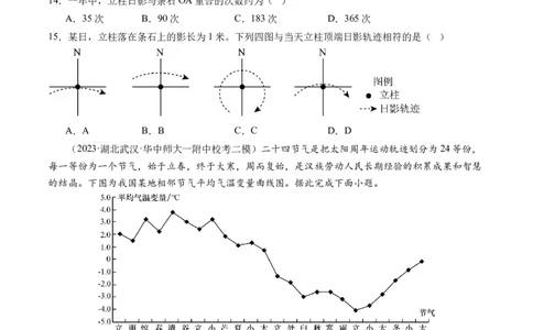 专题02微专题太阳视运动与日影&地球运动与生产生活（练习）（原卷版）_新高考复习资料_2024年新高考复习资料_二轮复习资料_2024年高考地理二轮复习讲练测（新教材新高考）_配套练习