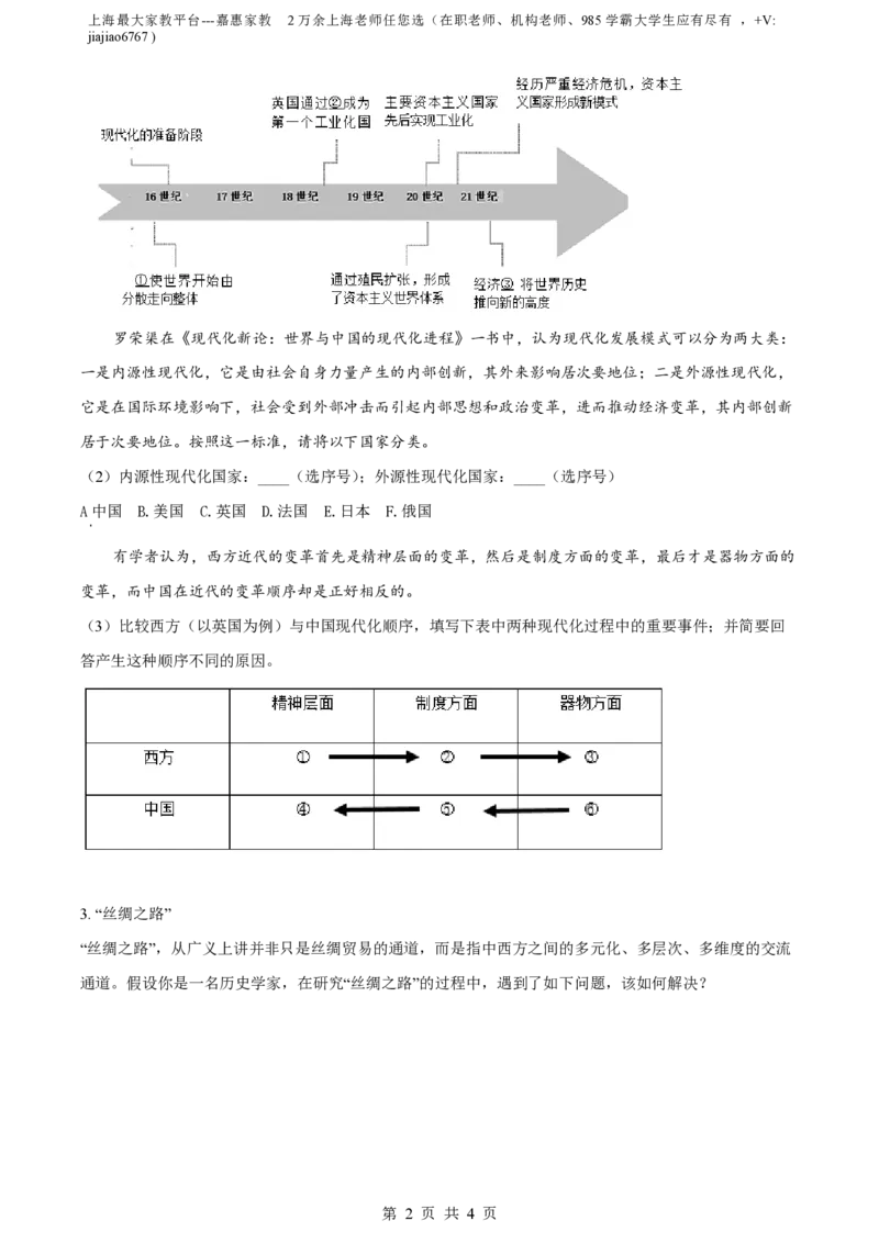 精品解析：上海市交通大学附属中学2022-2023学年高二下学期期中考试历史试题（等级班）（原卷版）_0122026上海中考一模二模真题试卷_2026年上海一模_上海1500初中高中试卷_高中_高一