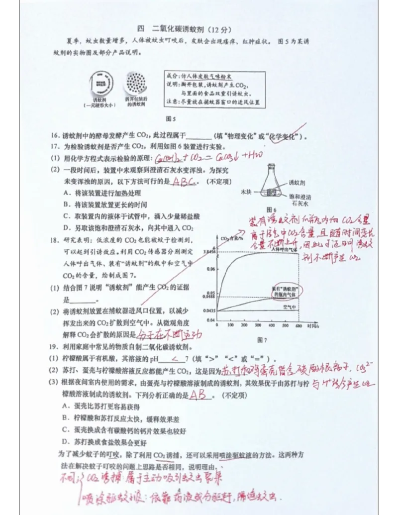 杨浦二模化学答案（手写参考版）_0122026上海中考一模二模真题试卷_2026上海二模更新中1_杨浦