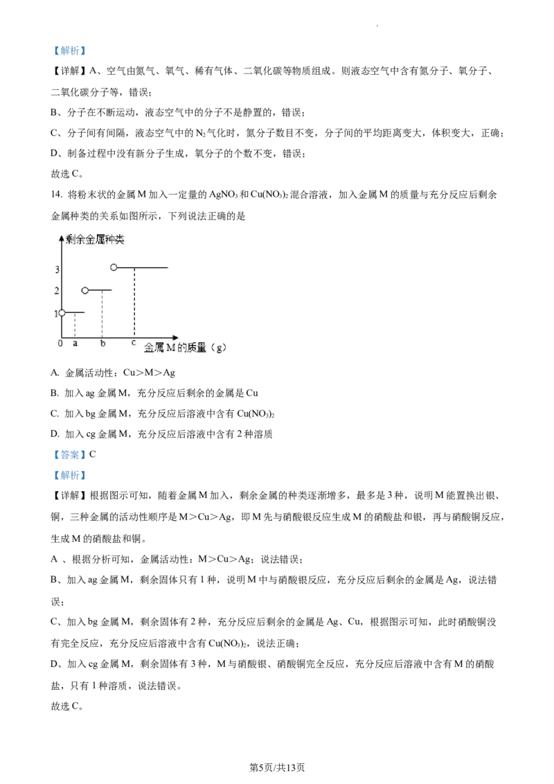 精品解析：2023年上海市徐汇区中考二模化学试题（解析版）_0122026上海中考一模二模真题试卷_2025-2012年_5.上海中考化学一模二模（12-24）_二模_2023年上海市中考化学二模试卷（15份）