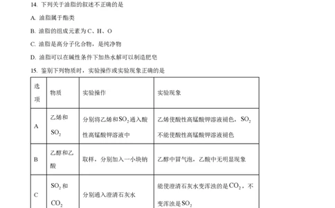 精品解析：上海市华东师范大学第二附属中学2022-2023学年高二上学期期末考试化学试题（原卷版）_0122026上海中考一模二模真题试卷_2026年上海一模_上海1500初中高中试卷_高中_高二