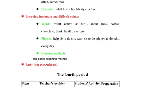 八年级英语上册教案：Unit2Howoftendoyouexercise（第4课时）_最新人教版英语八年级上册_老版（含有参考价值）_01教案人教版初中英语八上（多版本）易提分旗舰店