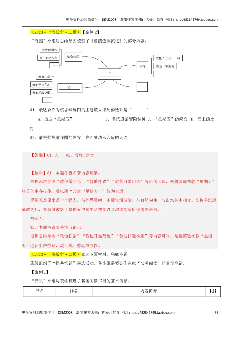 专题05综合性学习与名著导读100题-两年（2023-2024）中考二模试题汇编（上海专用）（解析版）_0122026上海中考一模二模真题试卷_2025-2012年_1.上海中考语文一模二模（14-24）_二模