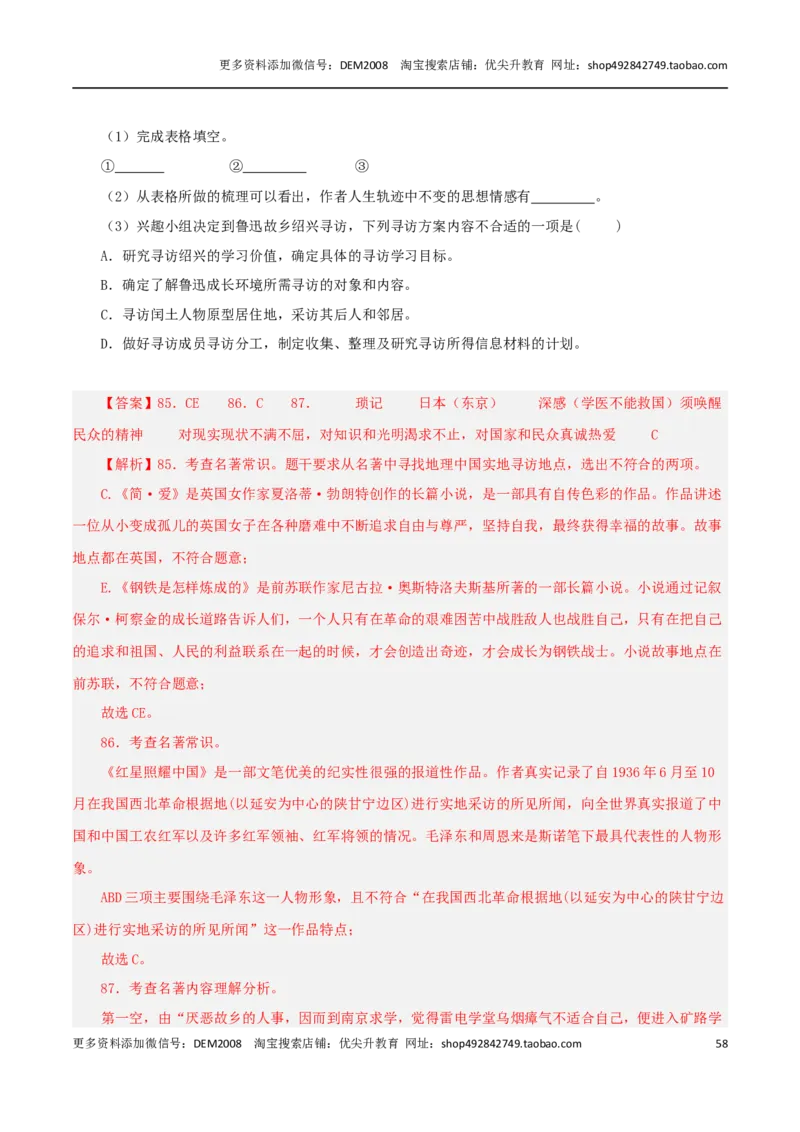 专题05综合性学习与名著导读100题-两年（2023-2024）中考二模试题汇编（上海专用）（解析版）_0122026上海中考一模二模真题试卷_2025-2012年_1.上海中考语文一模二模（14-24）_二模