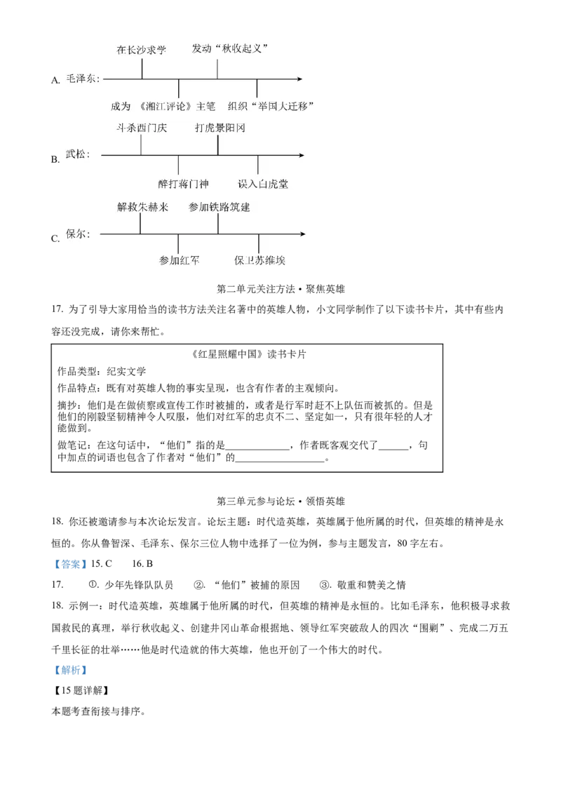 精品解析：上海市闵行区2023-2024学年九年级上学期期末（暨中考一模）语文试题（解析版）_0122026上海中考一模二模真题试卷_2025-2012年_1.上海中考语文一模二模（14-24）_一模
