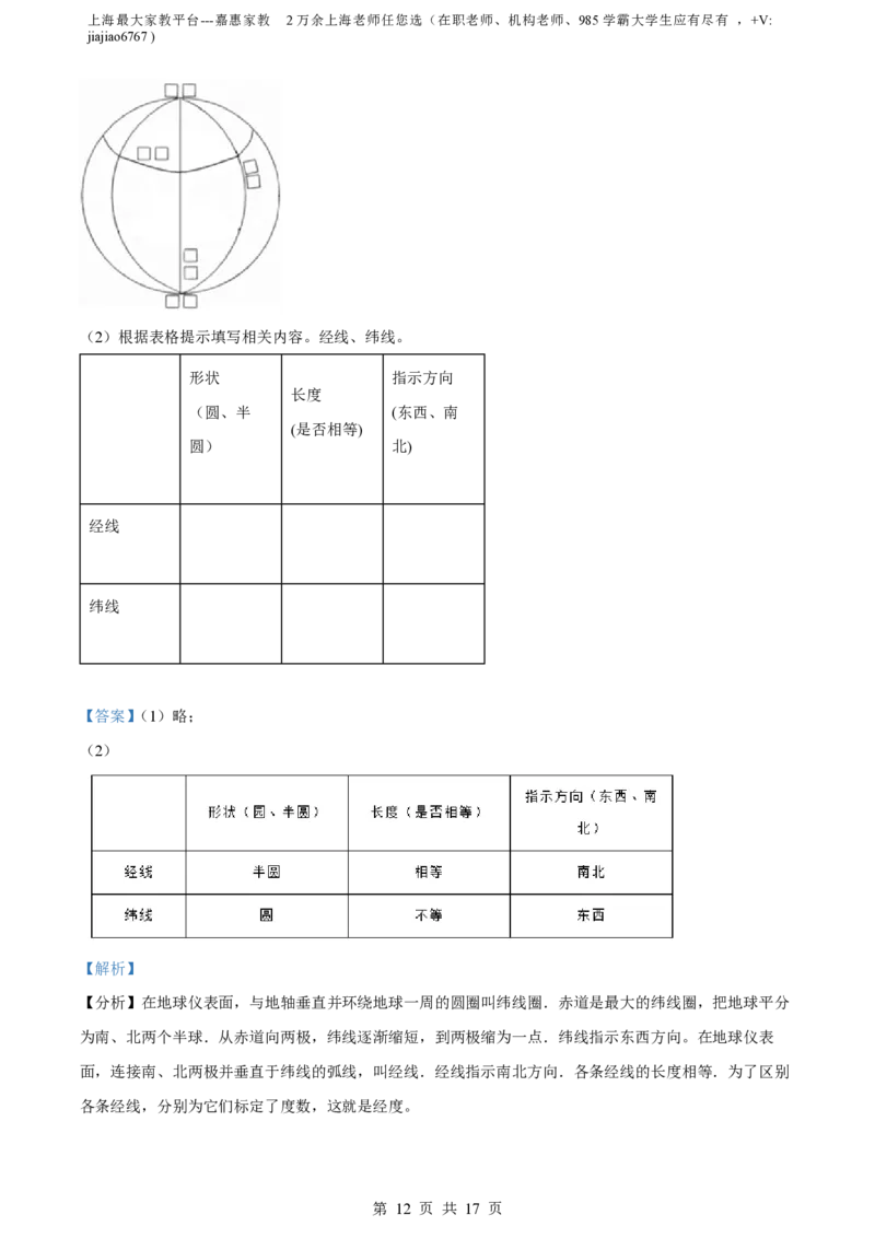 精品解析：上海市静安区2021-2022学年七年级上学期期末地理试题（解析版）_0122026上海中考一模二模真题试卷_2026年上海一模_上海1500初中高中试卷_初中_七年级_上学期_3：期末