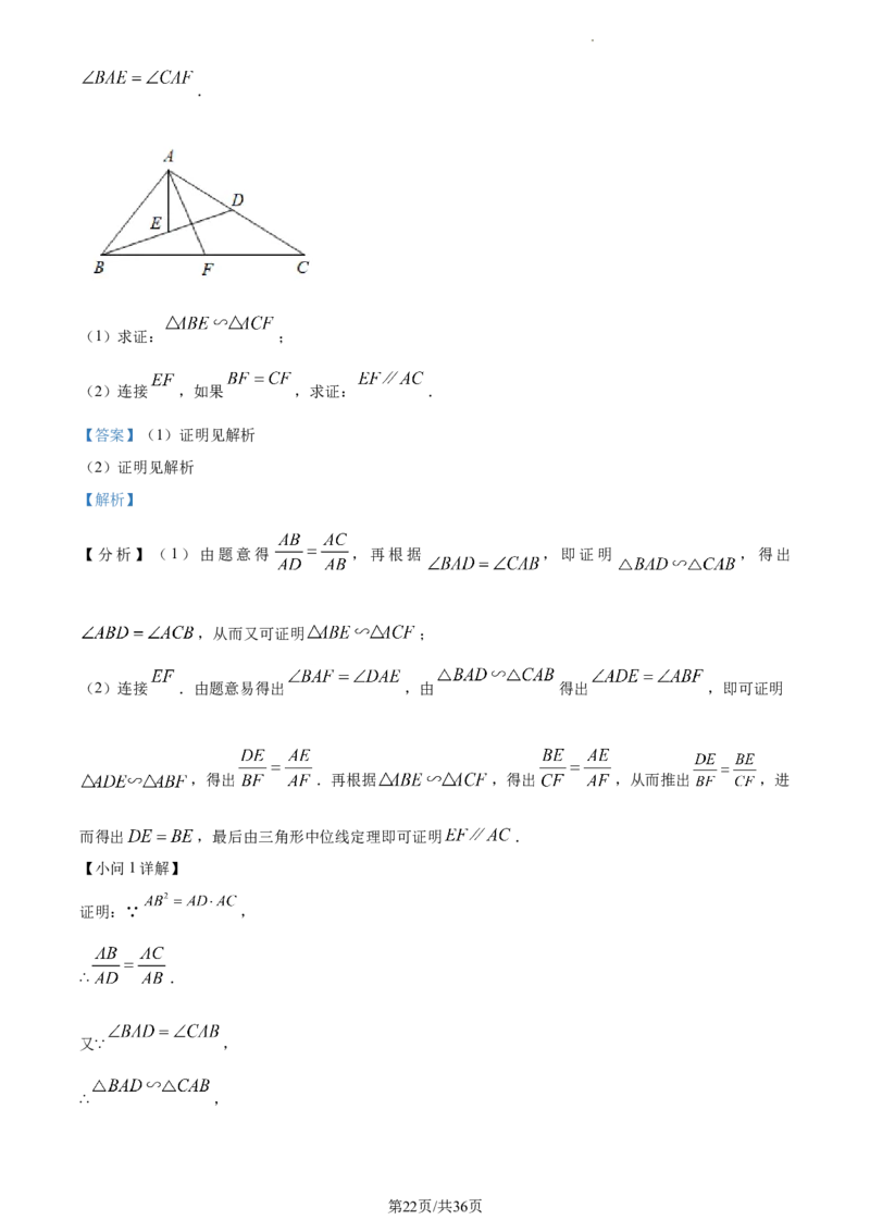 精品解析：2023年上海市杨浦区九年级数学一模试卷（解析版）_0122026上海中考一模二模真题试卷_2025-2012年_2.上海中考数学一模二模（12-24）_一模_2023年上海市中考数学一模试卷（16区）