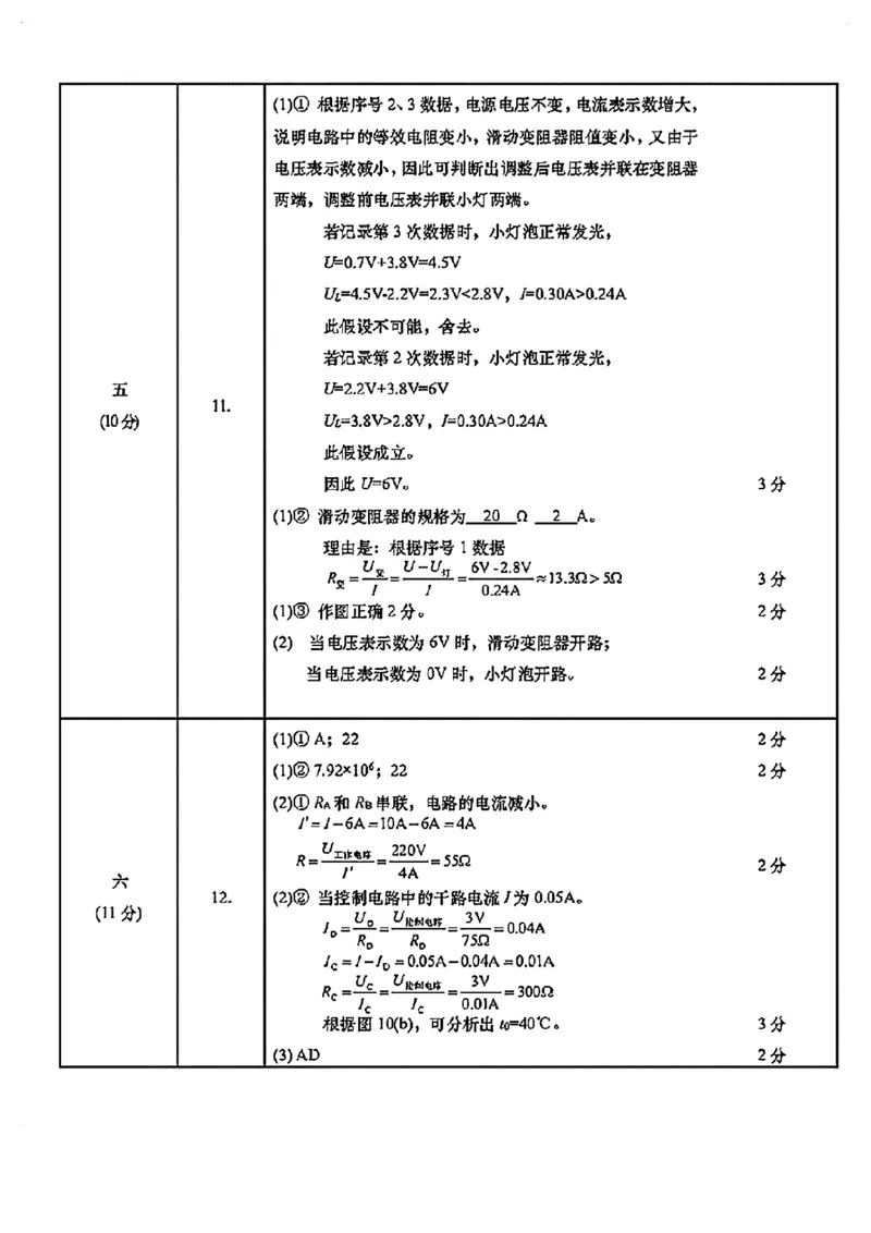 杨浦物理官方答案(1)_0122026上海中考一模二模真题试卷_2026上海二模更新中1_杨浦