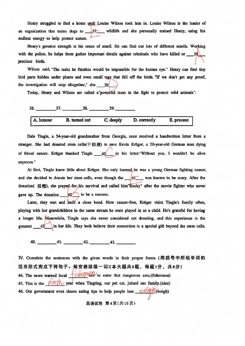 闵行英语手写参考答案_0122026上海中考一模二模真题试卷_2026上海二模更新中1_闵行