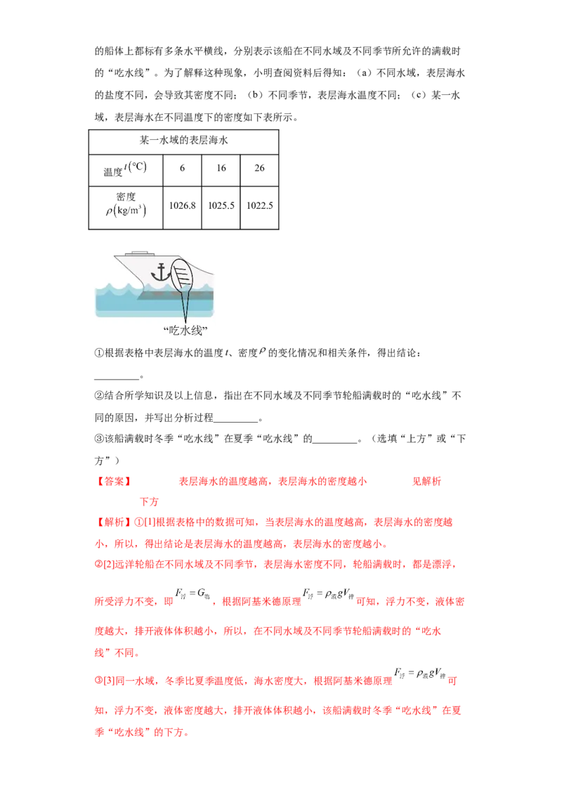 专题08-浮力（基础题）-学易金卷：2023年中考物理一模试题分项汇编（上海专用）（解析版）_0122026上海中考一模二模真题试卷_2025-2012年_4.上海中考物理一模二模（14-24）_一模