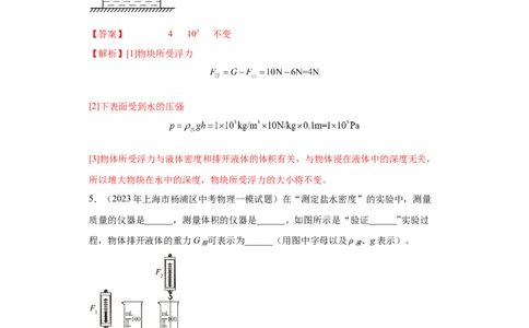专题08-浮力（基础题）-学易金卷：2023年中考物理一模试题分项汇编（上海专用）（解析版）_0122026上海中考一模二模真题试卷_2025-2012年_4.上海中考物理一模二模（14-24）_一模
