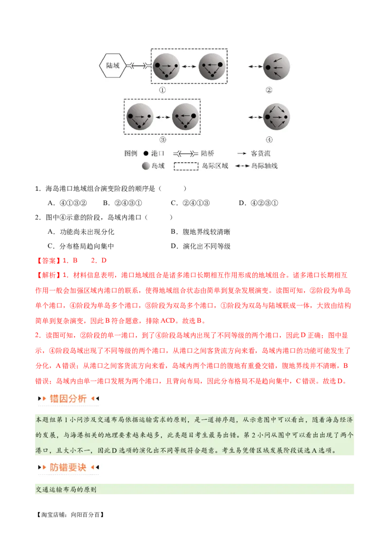 专题10交通易错突破（4大易错）-备战2024年高考地理考试易错题（全国通用）（解析版）_新高考复习资料_2024年新高考复习资料_专项复习资料_教师版（含答案解析）