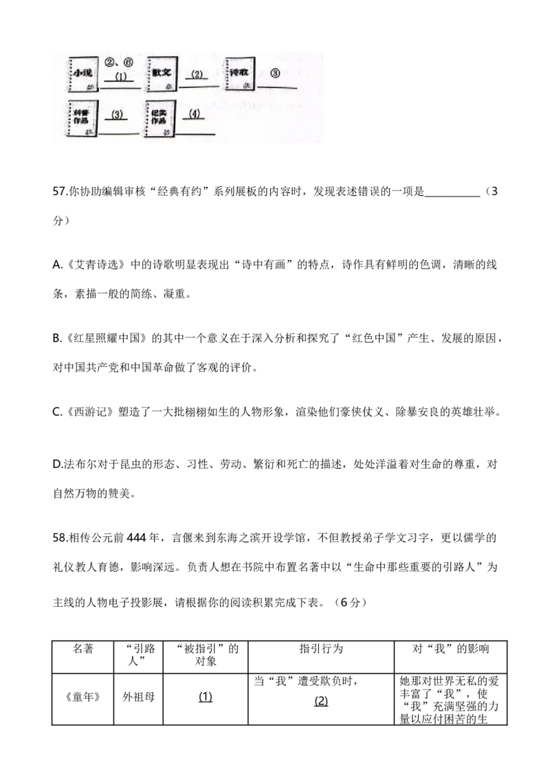 专题06综合性学习之名著类（原卷版）-好题汇编2024年中考语文一模试题分类汇编（上海专用）_0122026上海中考一模二模真题试卷_2025-2012年_1.上海中考语文一模二模（14-24）_一模