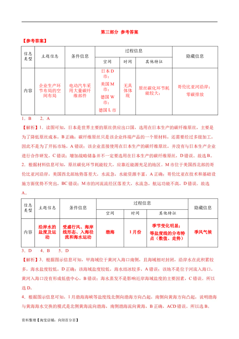专题01选择题的信息拆解（解析版）_新高考复习资料_2024年新高考复习资料_二轮复习资料_2024年高考地理二轮热点题型归纳与变式演练（新高考通用）_教师版（含答案解析）