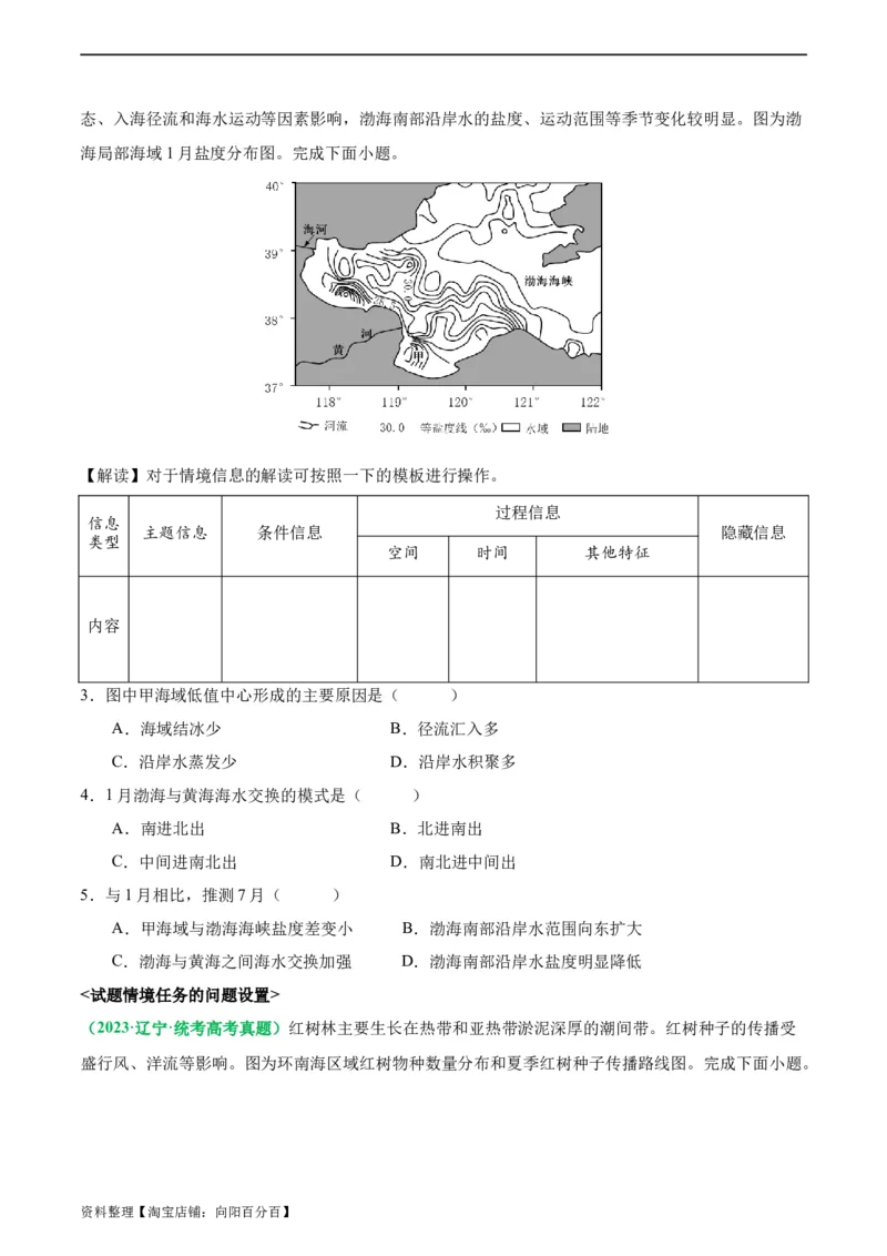 专题01选择题的信息拆解（解析版）_新高考复习资料_2024年新高考复习资料_二轮复习资料_2024年高考地理二轮热点题型归纳与变式演练（新高考通用）_教师版（含答案解析）