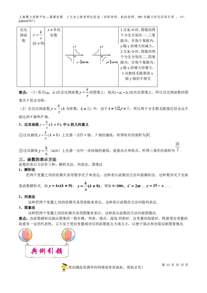 专题07正比例函数和反比例函数-备战2023年中考数学一轮复习考点帮（上海专用）（原卷版）_0122026上海中考一模二模真题试卷_2026年上海一模_上海1500初中高中试卷_初中_九年级_下学期