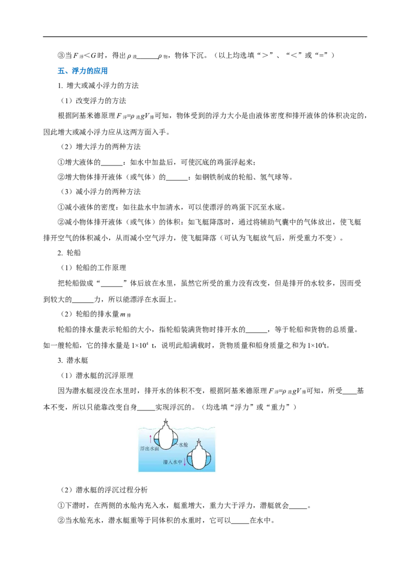 专题10浮力（知识梳理+典例+练习）(学生版）_8、物理总复习_8.中考物理总复习_2024年中考复习资料_一轮复习资料_完2024年中考物理一轮复习课件+练习_配套练习
