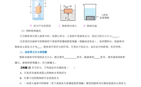 专题10浮力（知识梳理+典例+练习）(学生版）_8、物理总复习_8.中考物理总复习_2024年中考复习资料_一轮复习资料_完2024年中考物理一轮复习课件+练习_配套练习