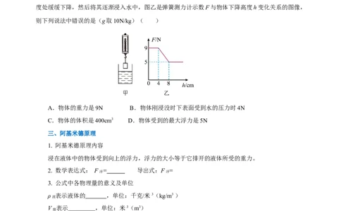 专题10浮力（知识梳理+典例+练习）(学生版）_8、物理总复习_8.中考物理总复习_2024年中考复习资料_一轮复习资料_完2024年中考物理一轮复习课件+练习_配套练习