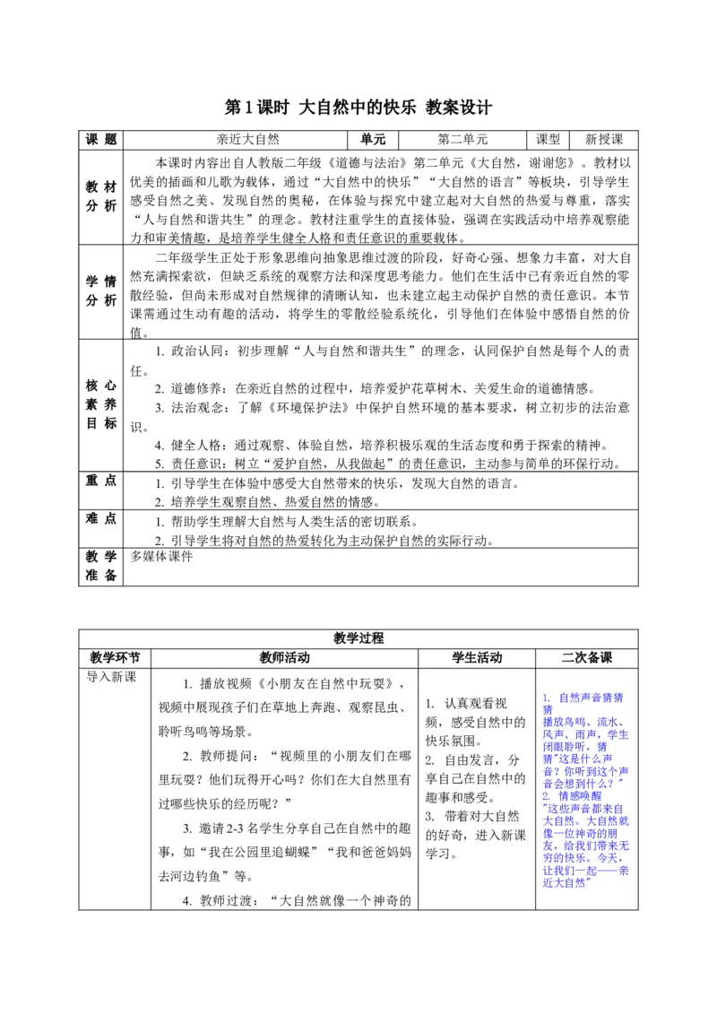 26年春季道德与法治二年级下册（32课时）教案+二次备课+教学反思(1)_26新二年级道法下册（统编版）_版本一_部编版道德与法治2下_2026春新版