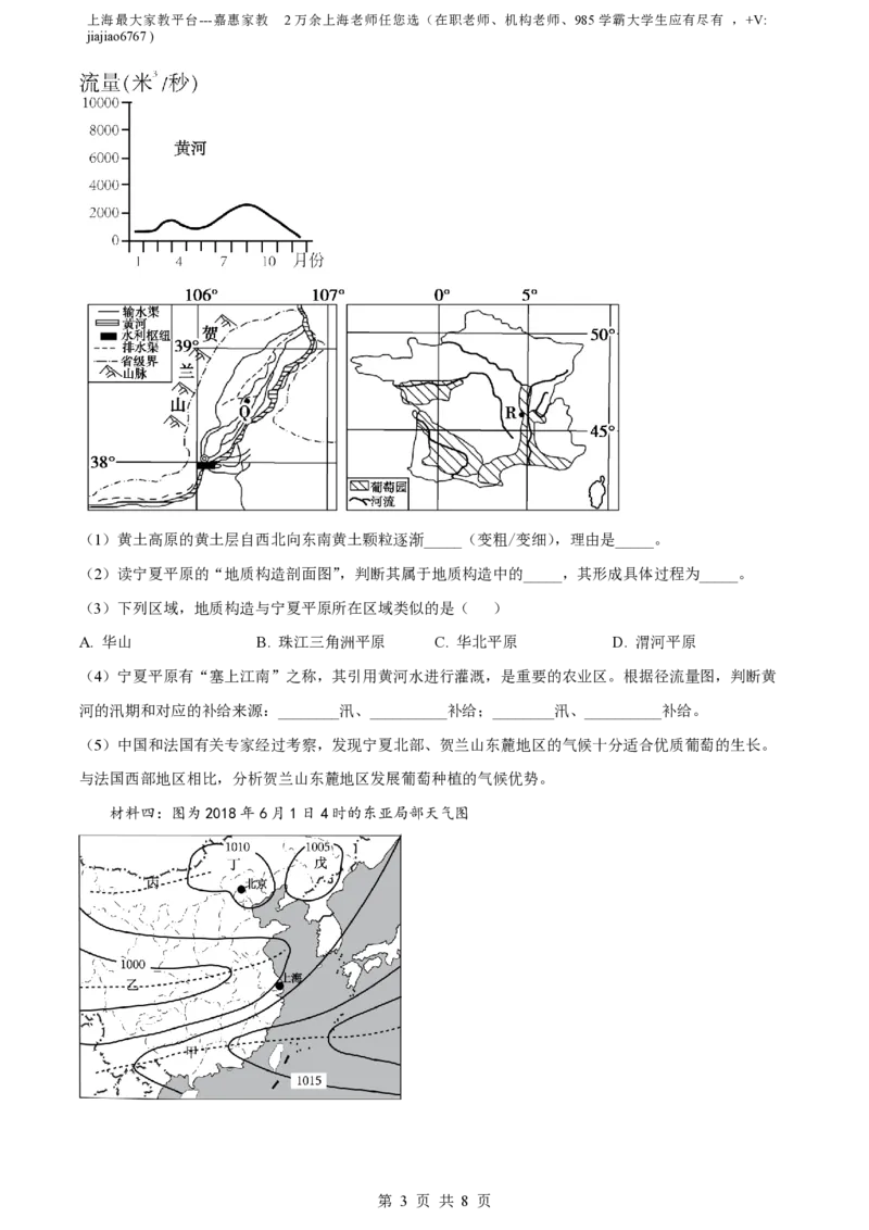 精品解析：上海市复旦大学附属中学2022-2023学年高二下学期期中等级性考试地理试题（原卷版）_0122026上海中考一模二模真题试卷_2026年上海一模_上海1500初中高中试卷_高中_高二_下学期