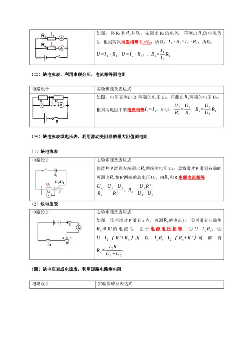 专题17伏安法测电阻其它方法测电阻（解析版）_8、物理总复习_2024年中考复习资料_二轮复习_2024年中考物理二轮专项复习核心考点讲解与必刷题型汇编