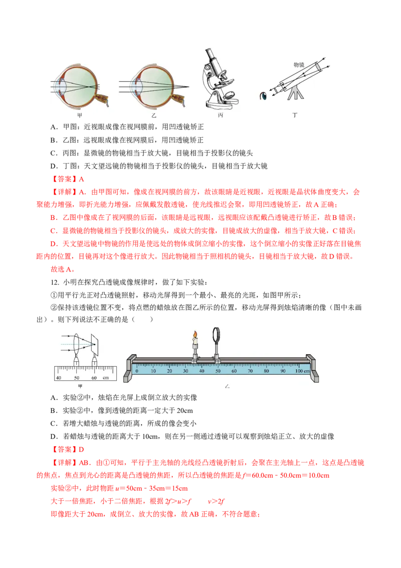 专题02光学（测试）(全国通用）解析版_8、物理总复习_8.中考物理总复习_2024年中考复习资料_二轮复习资料_完2024年中考物理二轮复习课件+讲义+练习（全国通用）