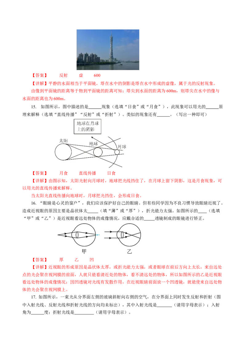 专题02光学（测试）(全国通用）解析版_8、物理总复习_8.中考物理总复习_2024年中考复习资料_二轮复习资料_完2024年中考物理二轮复习课件+讲义+练习（全国通用）