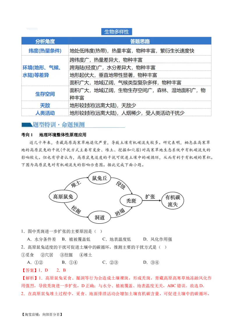 专题06自然地理环境的整体性与差异性（含生物与环境、冻土）（讲义）（解析版）_新高考复习资料_2024年新高考复习资料_二轮复习资料_2024年高考地理二轮复习讲练测（新教材新高考）
