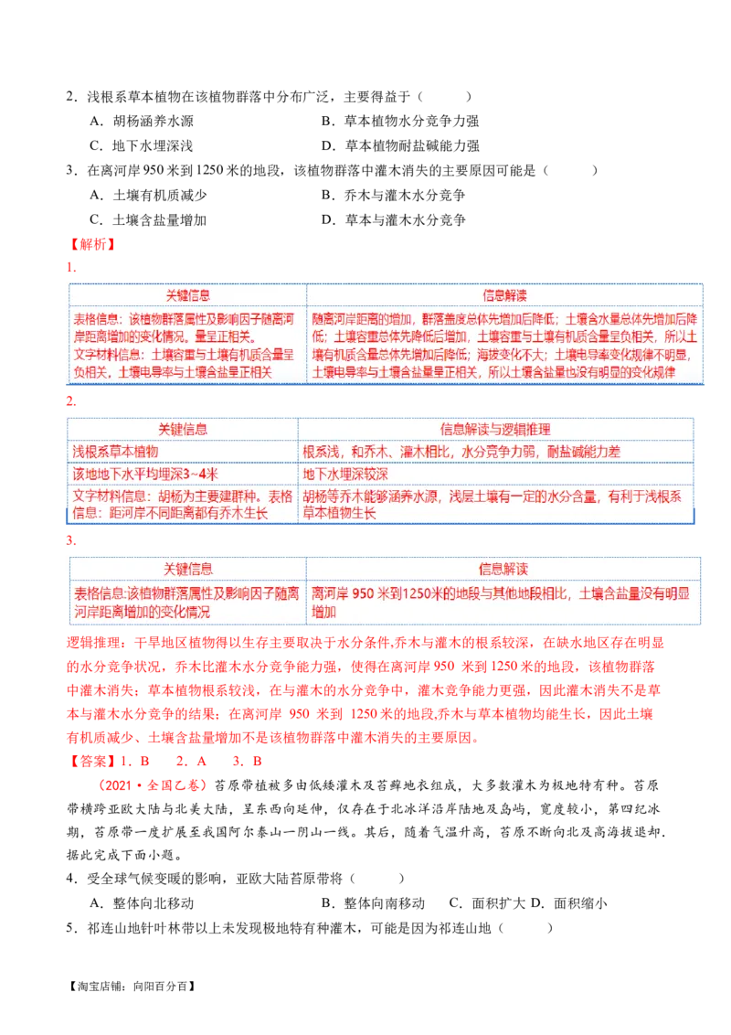 专题06自然地理环境的整体性与差异性（含生物与环境、冻土）（讲义）（解析版）_新高考复习资料_2024年新高考复习资料_二轮复习资料_2024年高考地理二轮复习讲练测（新教材新高考）