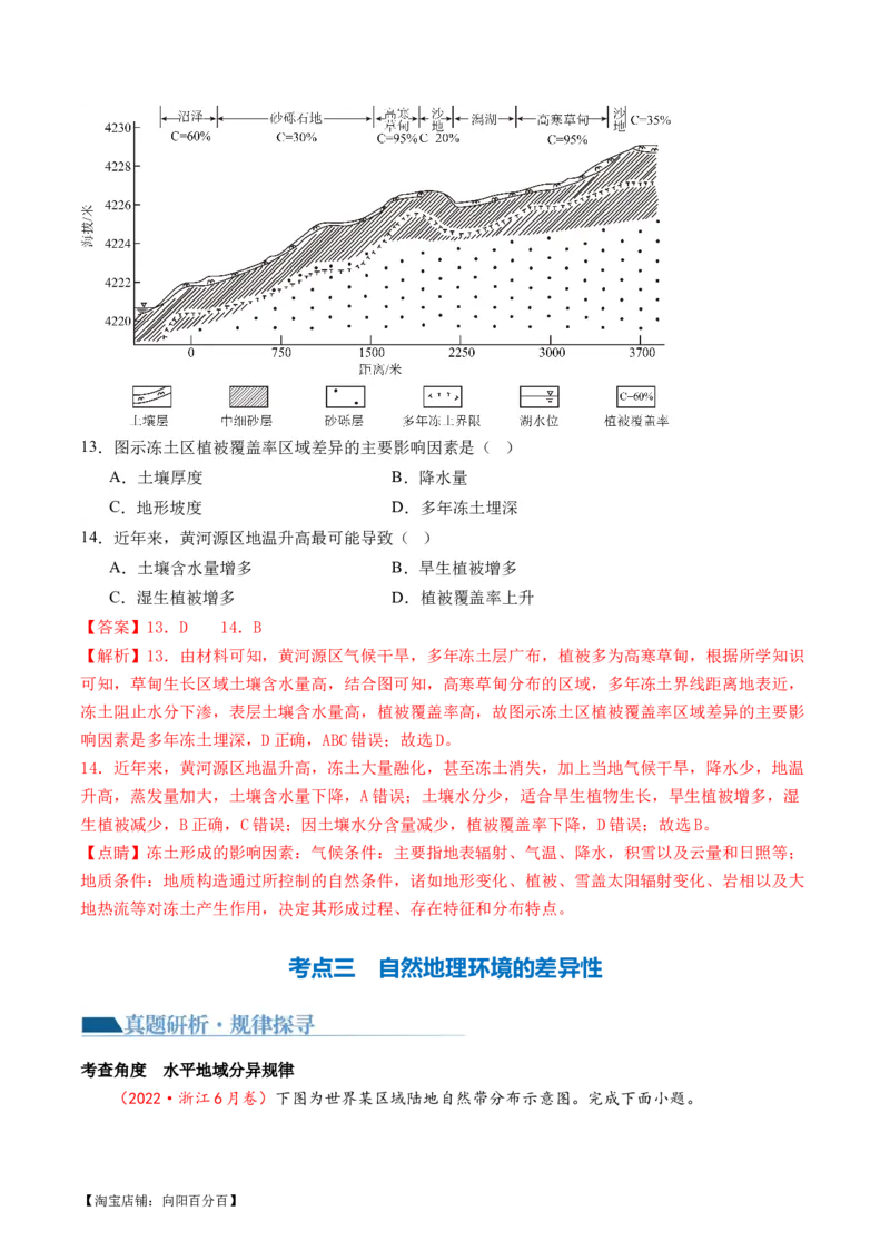 专题06自然地理环境的整体性与差异性（含生物与环境、冻土）（讲义）（解析版）_新高考复习资料_2024年新高考复习资料_二轮复习资料_2024年高考地理二轮复习讲练测（新教材新高考）