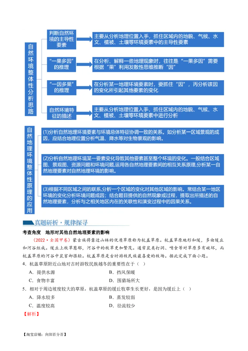 专题06自然地理环境的整体性与差异性（含生物与环境、冻土）（讲义）（解析版）_新高考复习资料_2024年新高考复习资料_二轮复习资料_2024年高考地理二轮复习讲练测（新教材新高考）