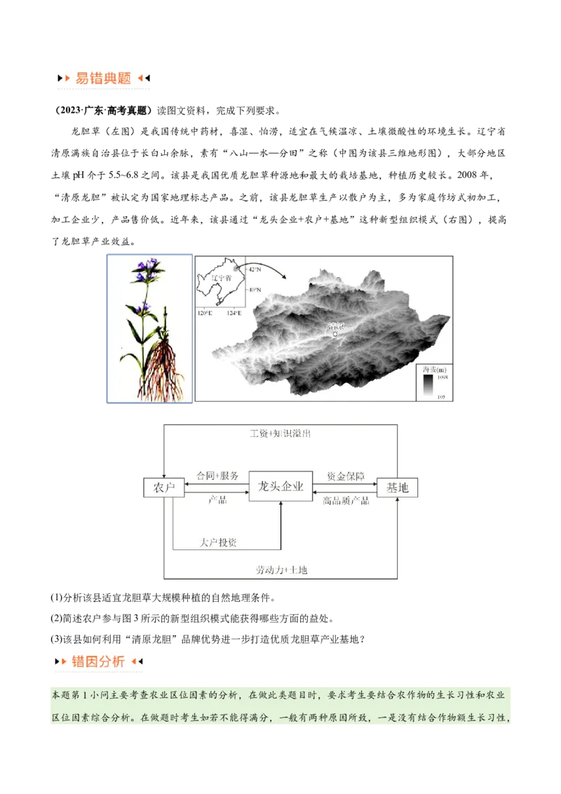 专题08农业易错突破（5大易错）-备战2024年高考地理考试易错题（全国通用）（原卷版）_新高考复习资料_2024年新高考复习资料_专项复习资料