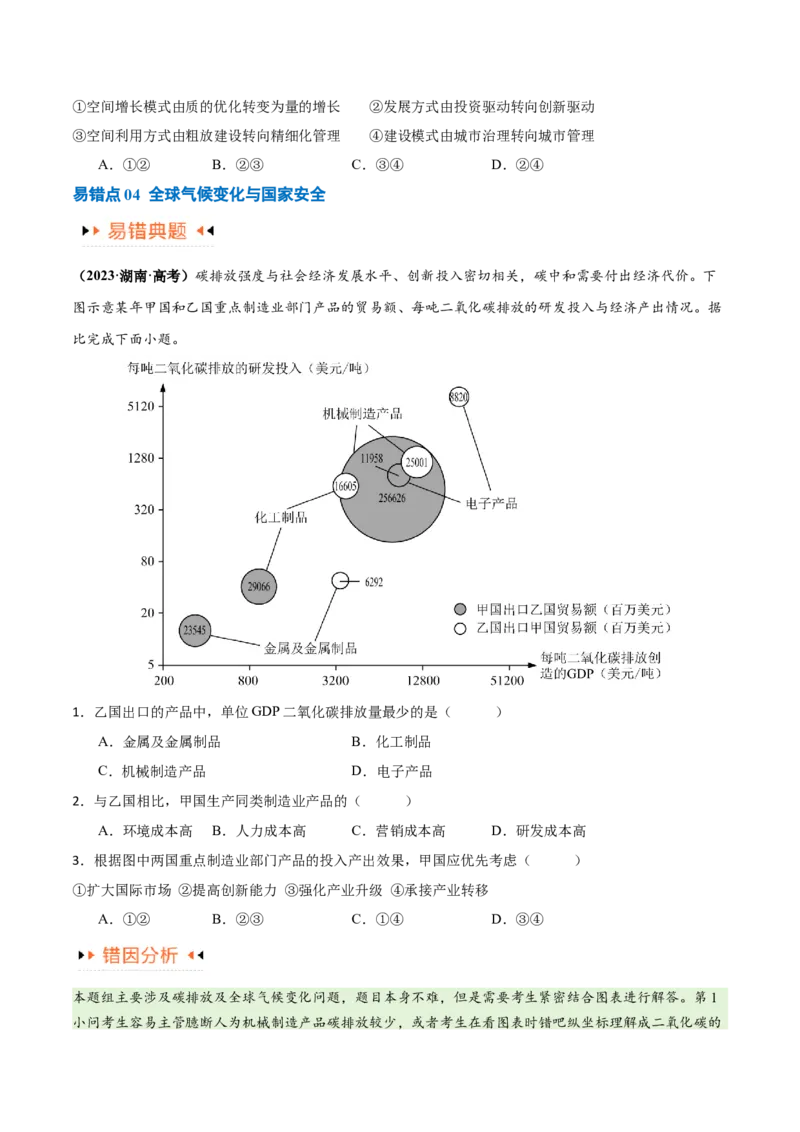 专题11区域生态环境问题与环境安全易错突破（4大易错）-备战2024年高考地理考试易错题（全国通用）（原卷版）_新高考复习资料_2024年新高考复习资料_专项复习资料