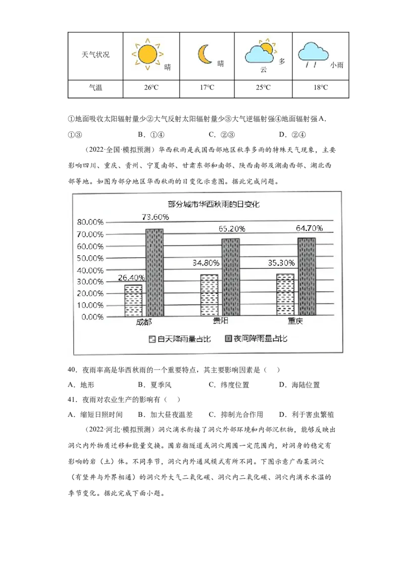 专题02地球上的大气_新高考复习资料_2022年新高考复习资料_2022年高考地理全二轮复习高频考点热点专项突破训练_专题02地球上的大气综合训练（原卷版+解析版）
