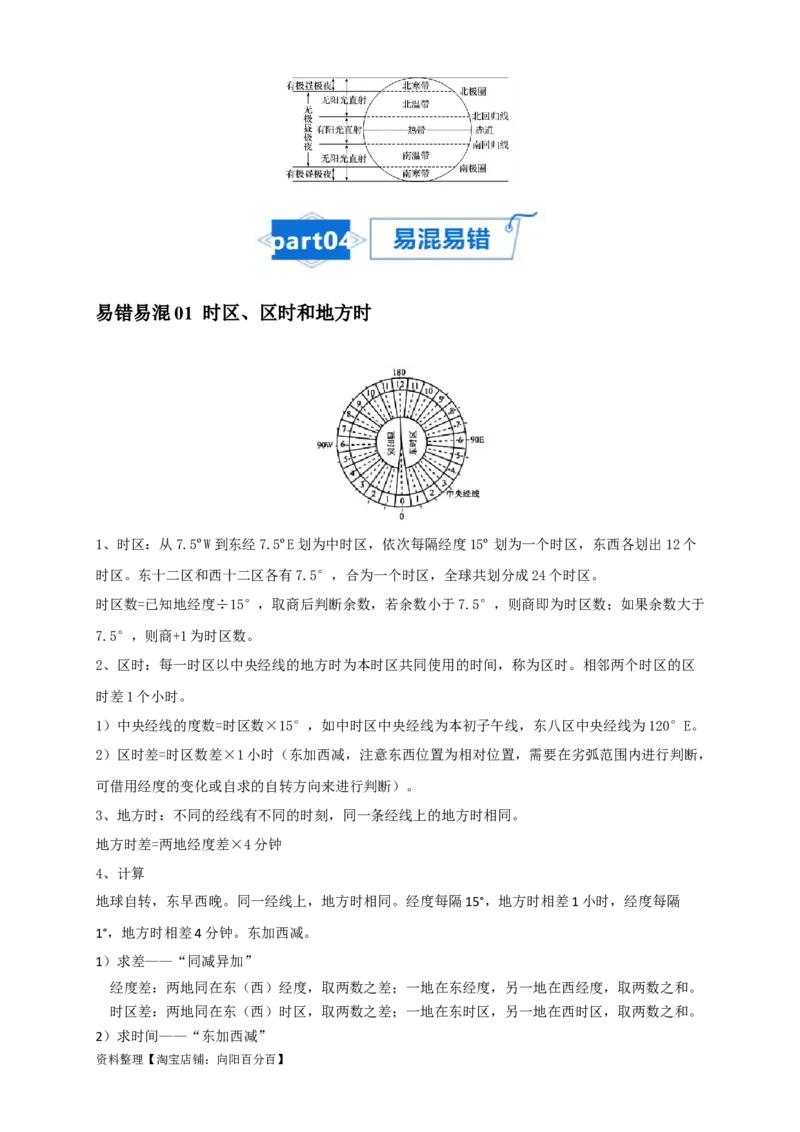 专题03地球运动-口袋书2024年高考地理一轮复习知识清单_新高考复习资料_2024年新高考复习资料_一轮复习资料_完口袋书2024年高考地理一轮复习知识清单