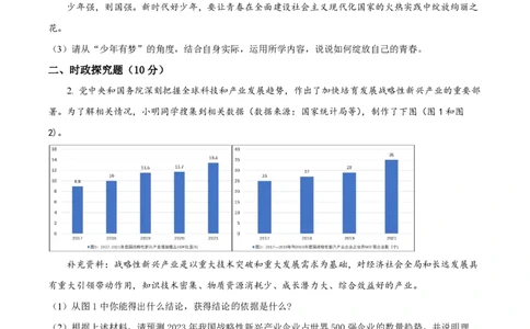 精品解析：2023年上海市杨浦区中考二模道德与法治试题（原卷版）_0122026上海中考一模二模真题试卷_2026年上海一模_上海1500初中高中试卷_初中_九年级_下学期_4：模拟卷多